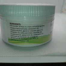 Load image into Gallery viewer, CBD+ARNICA+MSM PAIN CREAM 500mg. High quality ingredients grown in USA, small hand made batches. Proprietary blend that combines CBD + Arnica + MSM with twelve 100% essential oils to give a (unique fresh minty scent).